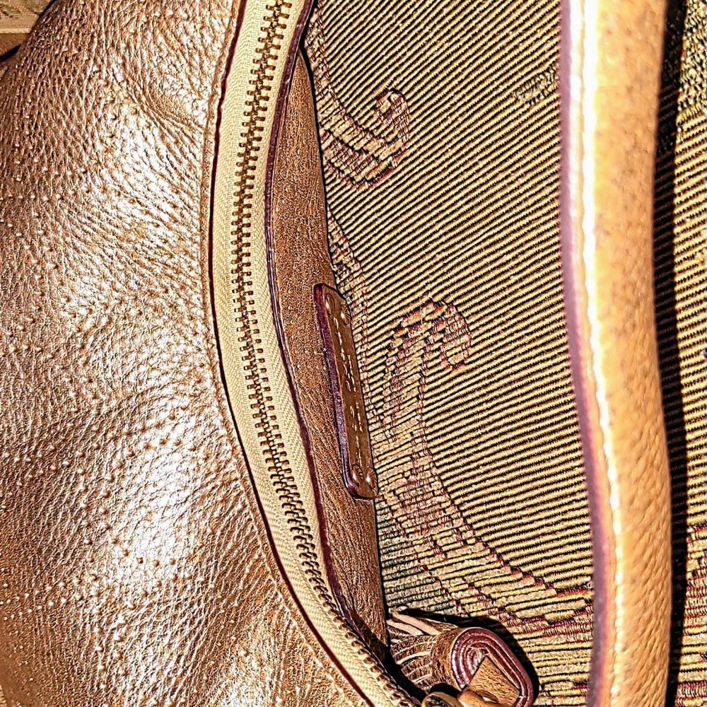 Kate Spade New York Vintage Leather Handbag Gold Metallic Circle Design - Picture 2 of 4